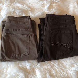 NYDJ jeans pants straight set of 2 lot brown size 2